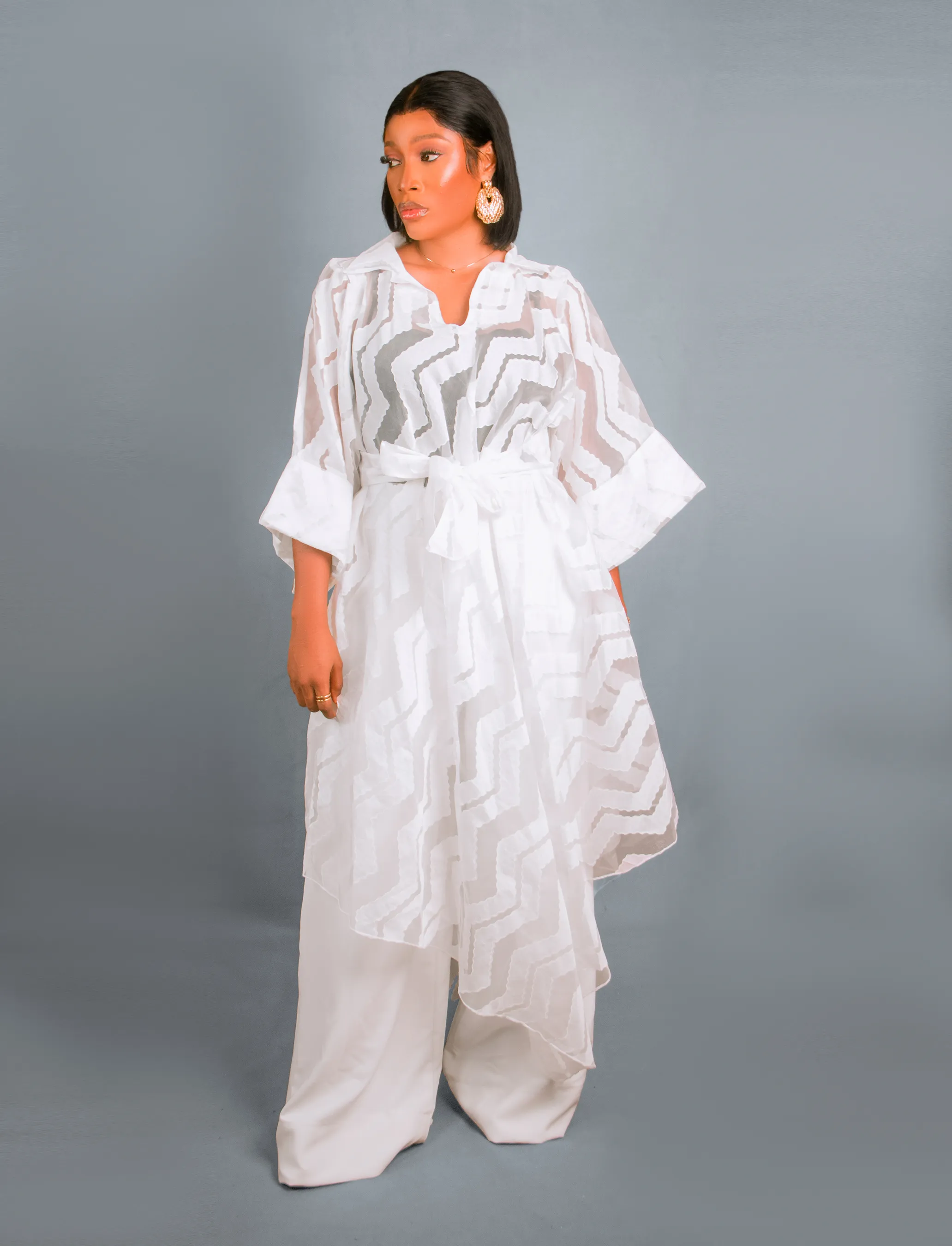 Asym trouser set White