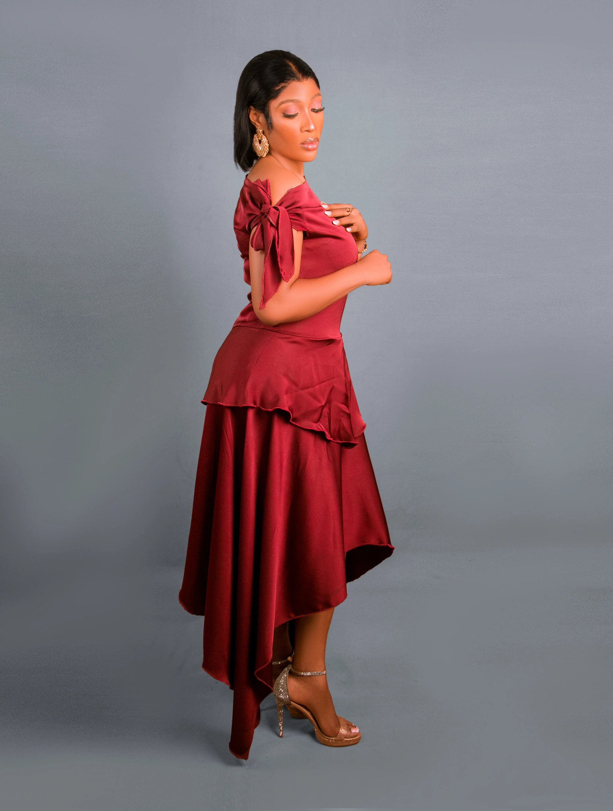 Wine Asymmetric dress