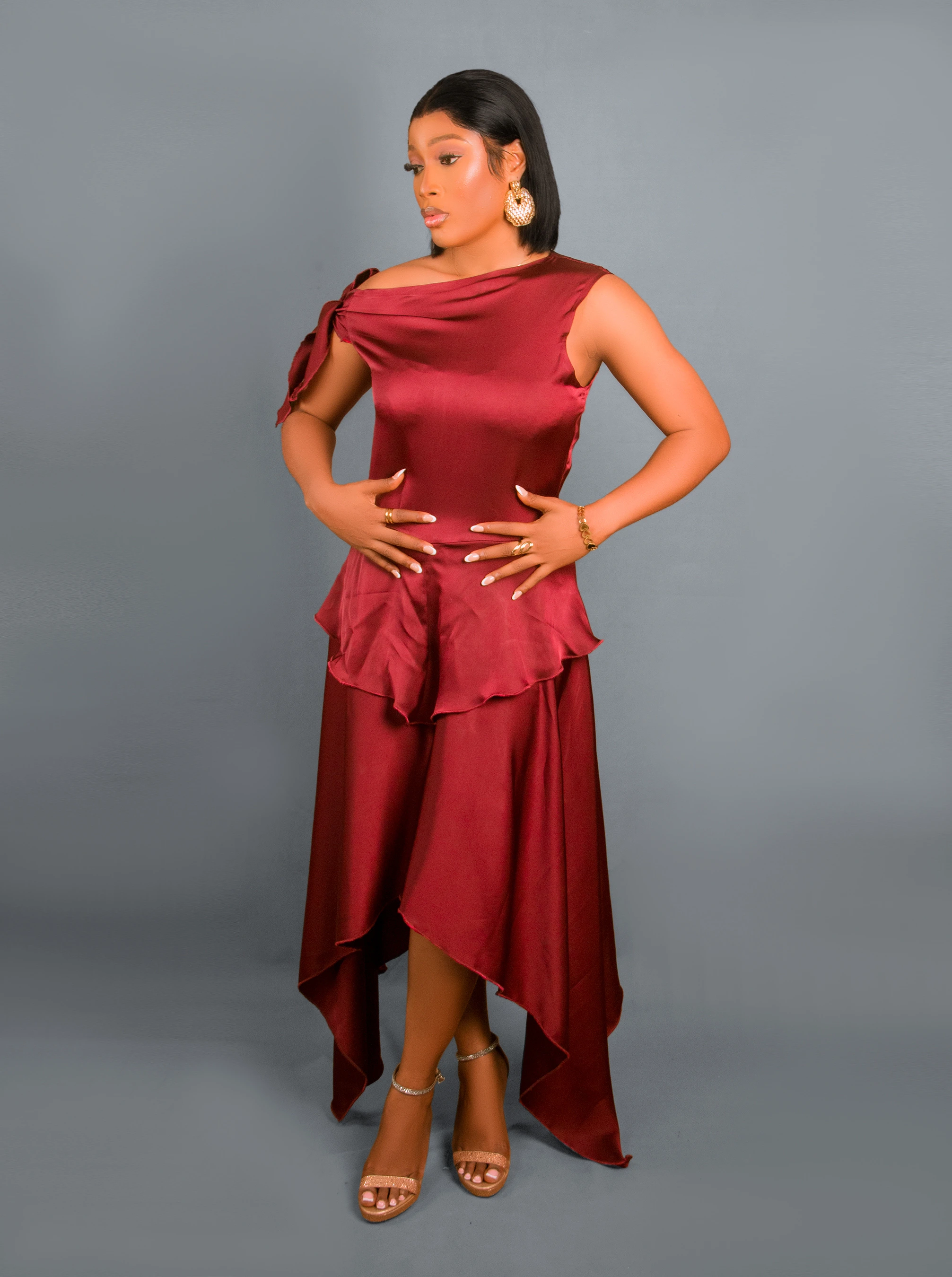Wine Asymmetric dress