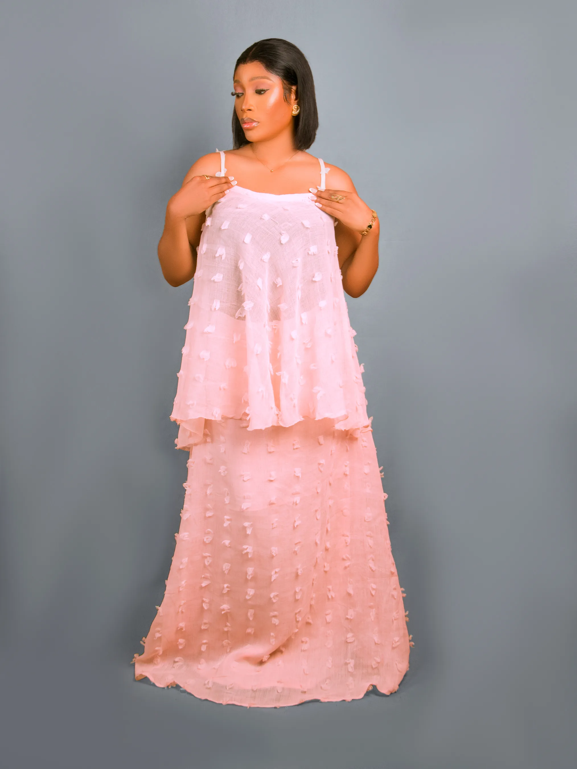 Crinkle skirt set Pink